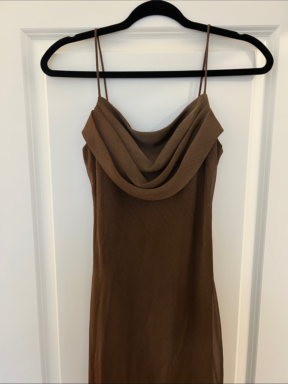 Onyx Nite Brown Cowl Neck Maxi Dress
